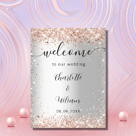 Trouw zilver roze goud namen script welkom poster