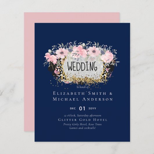 TROUW - Zilver RozeGoud Bloem Meisjesachtig Glitte (Voorkant / Achterkant)