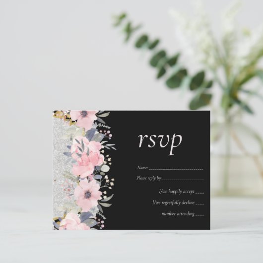 TROUW - Zilver RozeGoud Bloem Meisjesachtig Glitte Briefkaart (Staand voorkant)