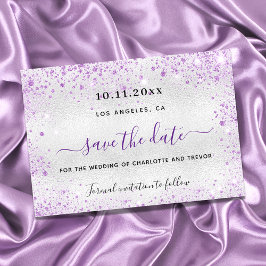Trouw zilver violette glitters elegant save the date