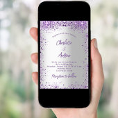 Trouw zilver violette paarse glitters kaart
