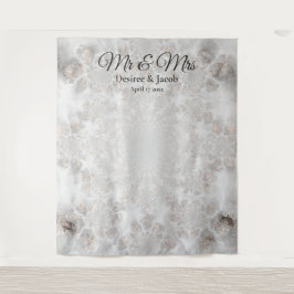 Trouw Zilver Wit Elegant Fotohokje Achtergrond Wandkleed