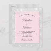 Trouw zilveren roze glitterspul uitnodiging briefkaart (Voorkant / Achterkant)