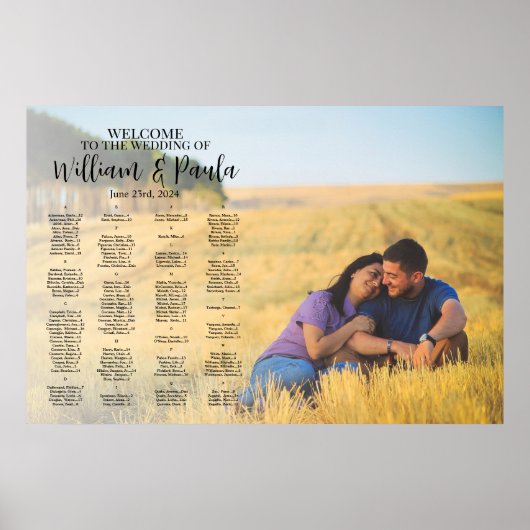 Trouw zitplaats bord met foto poster (Voorkant)