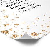 Trouw zitplaatskaart wit goud glitter poster (Hoek)