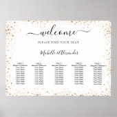 Trouw zitplaatskaart wit goud glitter poster (Voorkant)