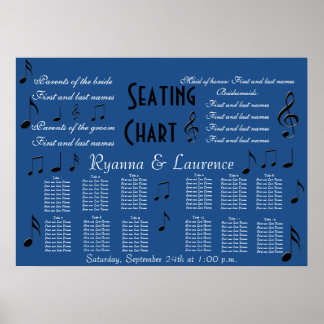 Trouw Zittingsplan Muzieknotities Iets Blauw Poster