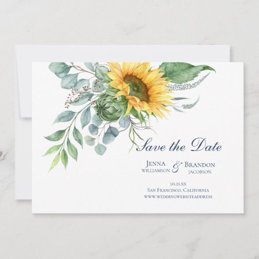 Trouw Zonnebloem Script Bewaar de Datum Save The Date (Voorkant)