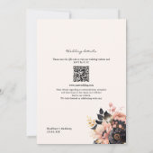 Trouw zwart & goud bloemencode QR 2 in 1 Kaart (Achterkant)