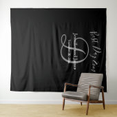 Trouw zwart grijs D monogram naam fotohokje Wandkleed (In Situ (horizontaal))