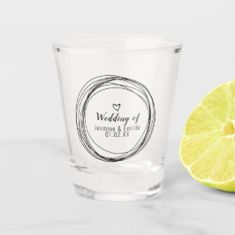Trouw Zwart Hart Logo Paren Naam Ringen Shot Glas