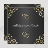 Trouw zwart met gouden metalen afwerking kaart (Voorkant / Achterkant)