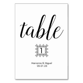 Trouw Zwart Witte Decoratieve Rand Tafel Nummer Kaart