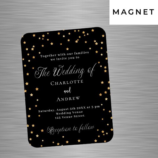 Trouw zwarte goud sterren elegante script luxe magneet