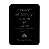 Trouw zwarte groene ginkgo luxe uitnodiging magneet (Verticaal)