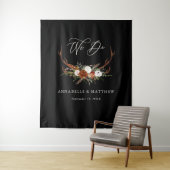 Trouw zwarte rustieke herten bloem feest decoratie wandkleed (In situ)