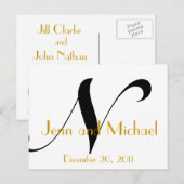 Trouwaankondiging Briefkaart Art Deco Gold Black (Voorkant / Achterkant)