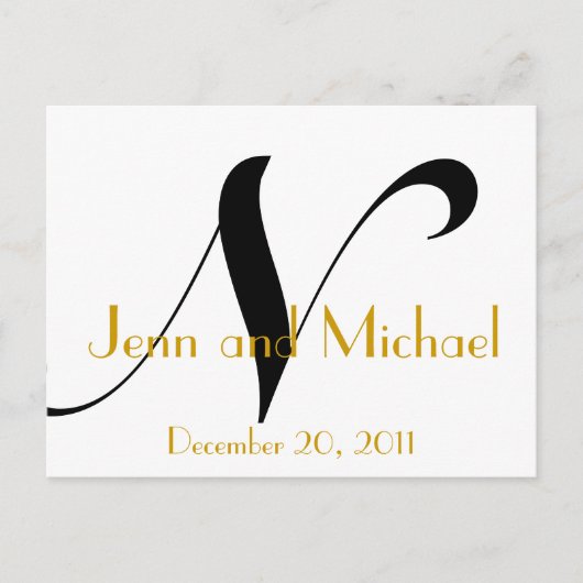 Trouwaankondiging Briefkaart Art Deco Gold Black (Voorkant)