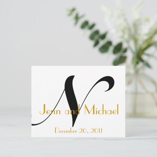 Trouwaankondiging Briefkaart Art Deco Gold Black (Staand voorkant)