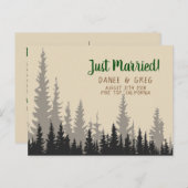 Trouwaankondiging net getrouwd met bergbomen aankondigingskaart (Voorkant / Achterkant)