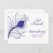 Trouwaankondiging pauw veer aankondigingskaart (Voorkant / Achterkant)