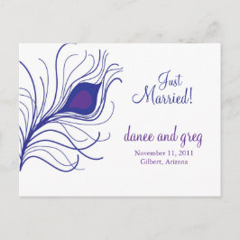 Trouwaankondiging pauw veer aankondigingskaart