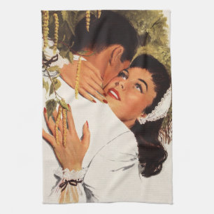 Trouwaanzoek in vintage stijl, Liefde en Romantiek Theedoek