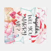 Trouwaanzoek | Wil je met me trouwen? Eigen Naam Fleece Deken (Voorkant (Horizontaal))