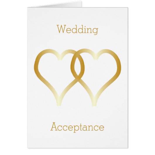 Trouwacceptatie Kaart Gold Hearts (Voorkant)