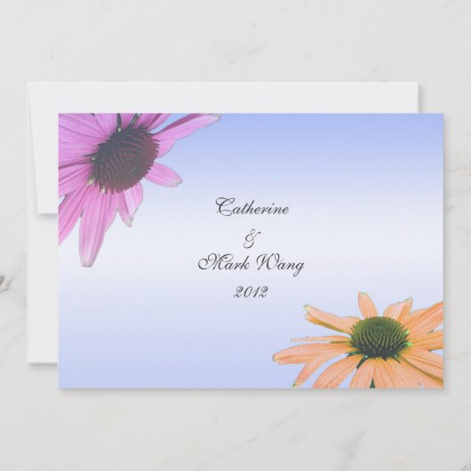 trouwacceptatiekaart, daisy-bloemen kaart (Achterkant)