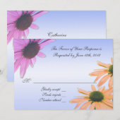 trouwacceptatiekaart, daisy-bloemen kaart (Voorkant / Achterkant)