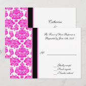 trouwacceptatiekaart, roze demask kaart (Voorkant / Achterkant)