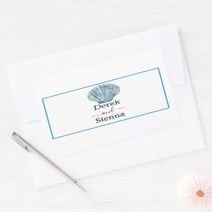 Trouwaccessoire in vintage turquoise enkele zeesch rechthoekige sticker
