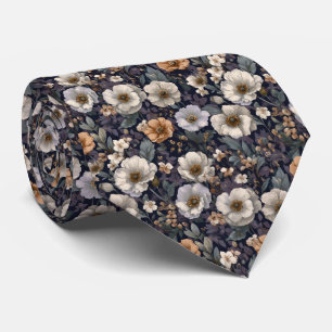 Trouwaccessoire met zeeanemoonmotief in navy en iv stropdas