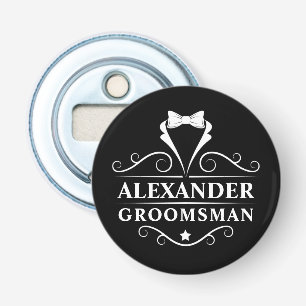 Trouwaccessoire voor bruidsjonker zwart button flesopener