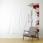 Trouwachtergrond Burgundy Bloemen Foto Booth Prop Wandkleed (In Situ (horizontaal))