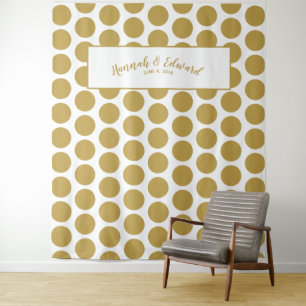 Trouwachtergrond, foto prop, op maat goud & wit wandkleed