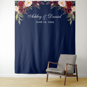 Trouwachtergrond Fotohokje Prop Burgundy Blauw Wandkleed