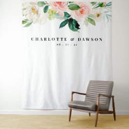 Trouwachtergrond met bloemen, Fotohokje Prop Wandkleed
