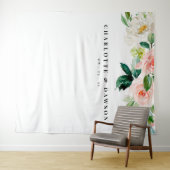 Trouwachtergrond met bloemenroze, fotocabineprop wandkleed (In Situ (horizontaal))