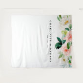 Trouwachtergrond met bloemenroze, fotocabineprop wandkleed (Voorkant (horizontaal))