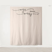 Trouwachtergrond met meneer en mevrouw Cream Wandkleed (Voorkant)