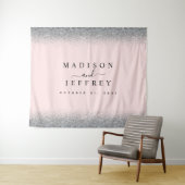 Trouwachtergrond met roze en zilver glitters wandkleed (In Situ (horizontaal))