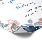 Trouwachtergrond met waterverf in Navyblauw Roze M Poster (Hoek)