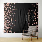 Trouwachtergrond Roze Goud Zwart Glitter Confetti Wandkleed (In Situ (horizontaal))