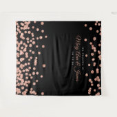 Trouwachtergrond Roze Goud Zwart Glitter Confetti Wandkleed (Voorkant (horizontaal))
