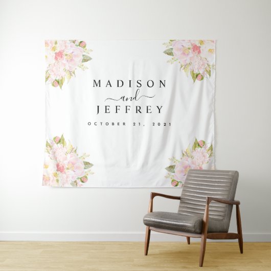 Trouwachtergrond Rozen Pioenroze Roze Wandkleed (In Situ (horizontaal))