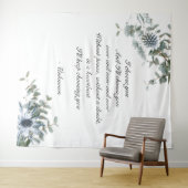 Trouwachtergrond | Trouwtapestry | Blauwe bloemen Wandkleed (In Situ (horizontaal))