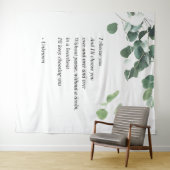 Trouwachtergrondtapijt aquarel eucalyptus wandkleed (In Situ (horizontaal))