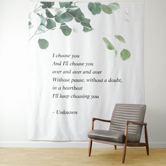 Trouwachtergrondtapijt aquarel eucalyptus wandkleed (In situ)